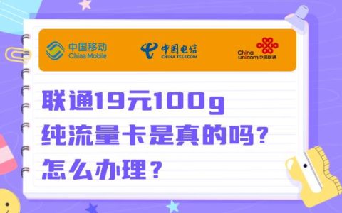 联通19元100g的纯流量卡怎么办理？