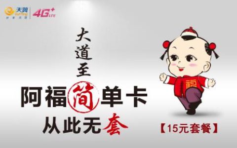电信新版15元阿福简单卡 包含2GB国内流量