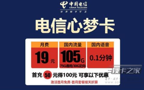 19元105g电信流量卡套餐介绍