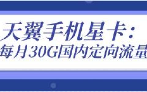 天翼手机星卡：19元/月(30G国内定向流量)套餐规则