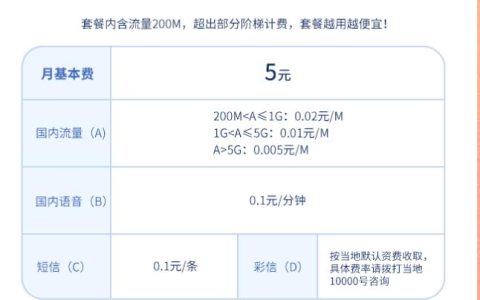 中国电信无忧卡5元