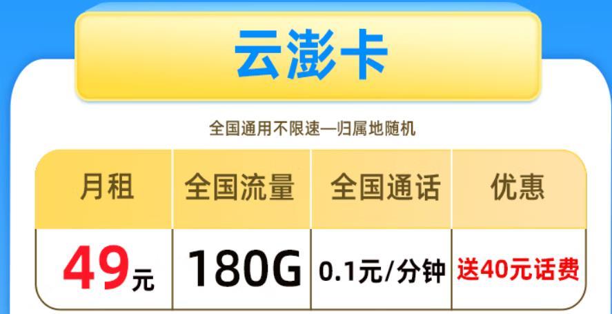月租49元/月，电信流量卡套餐推荐
