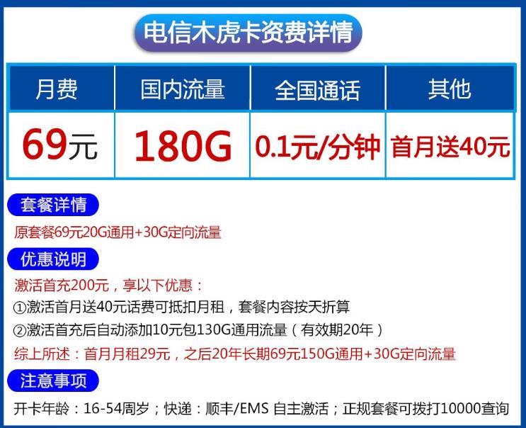 月费19元，电信冬虎卡，首月免费，流量免费