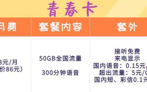 浙江什么流量卡好用一点？联通青春卡 28元50GB全国流量+300分钟语音