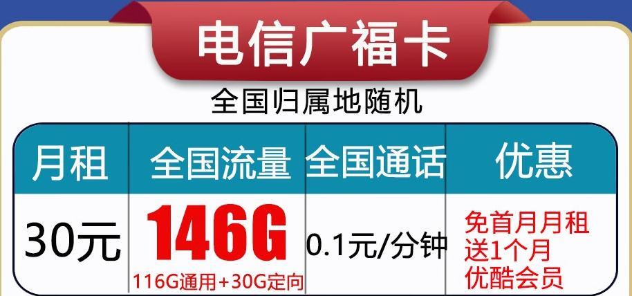 电信翱翔卡29元130G流量+首月免月租套餐