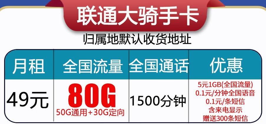 联通骑手卡怎么办理 含小骑手卡/大骑手卡两档资费
