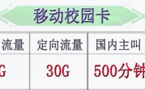 移动校园卡，月租19元，通用流量40G、定向流量30G