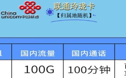 武汉联通玲珑卡 29元月租101G国内流量和200分钟通话
