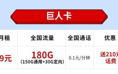 电信巨人卡和电信戈雅卡：携入开户，两款流量卡推荐