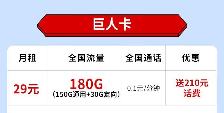 电信巨人卡和电信戈雅卡：携入开户，两款流量卡推荐