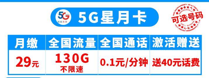 有不限速的5G套餐吗？电信5G星雨卡29元自主选号