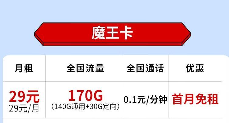 电信魔星卡和魔王卡月租19元可享160G全国超大流量