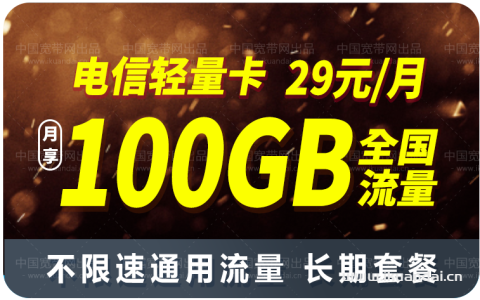 29元/月首月免月租流量，电信轻量卡套餐办理入口