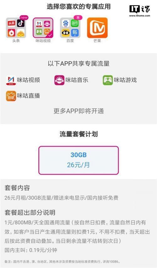 中国移动潮玩青春卡套餐，月租费39元，支持全国漫游