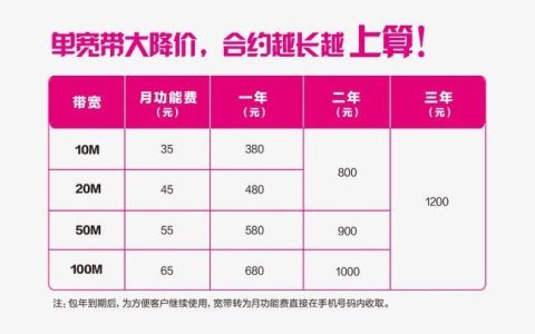 办理移动宽带一年多少钱？