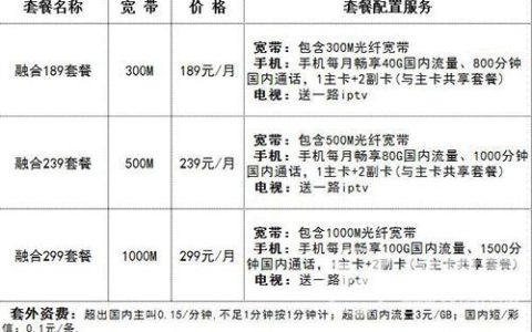 2023年电信套餐价格表月费从几十到几百不等