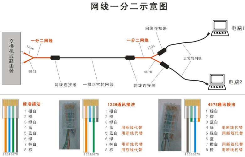 网线1分2怎么接线？