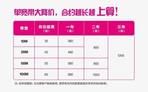河南移动宽带收费标准及套餐详解