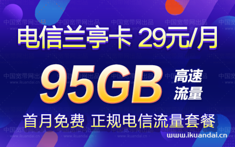 电信兰亭卡29元包65G通用流量+30G定向流量套餐